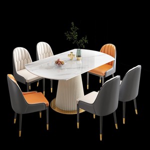 Juego de <span class=keywords><strong>mesa</strong></span> de comedor y silla <span class=keywords><strong>redonda</strong></span> plegable minimalista moderno <span class=keywords><strong>para</strong></span> cocinas pequeñas estilo de losa de roca - Product Image 5