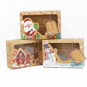 Grande Scatola Ecologica in Carta Kraft per Dolci Natalizi e Regali, con Pupazzo di Neve, Babbo Natale e Biglietto Regalo - Product Image 4