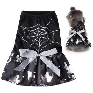 Robe tutu pour chien avec motif d'araignée brillante et de fantôme, design moderne et mignon pour Halloween, en polyester, pour petits chiens, printemps/été/hiver - Product Image 1