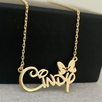 Collar con Nombre Personalizado, Bonito y Moderno, con Placa de Acero Inoxidable, para Unisex, Mujeres, DIY, Día de San Valentín