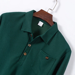 <span class=keywords><strong>Polo</strong></span> da <span class=keywords><strong>uomo</strong></span> a maniche lunghe in tessuto waffle, stile americano, testurizzato, con tasche, <span class=keywords><strong>taglie</strong></span> <span class=keywords><strong>forti</strong></span>, tinta unita, con colletto a risvolto - Product Image 2