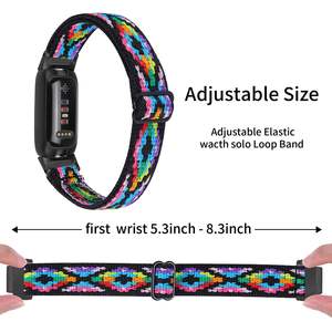 <span class=keywords><strong>Montre</strong></span>-bracelet intelligente pour femmes 12mm Straps pour <span class=keywords><strong>Fitbit</strong></span> Inspire 3 Sport Nylon Elastic Basketweave Watch Band - Product Image 5