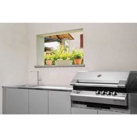 Armoires de cuisine extérieures en acier inoxydable 304 avec revêtement en poudre, design moderne, armoires de cuisine personnalisées pour villa