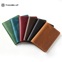 Portefeuille vintage en cuir de vache véritable THUMBS-UP avec blocage RFID pour hommes et femmes, porte-passeport de voyage, porte-billets d'avion