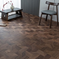 Parquet en bois d'ingénierie multicouche en noyer noir incrusté, design moulin à vent carré, revêtement de sol composite massif en bois