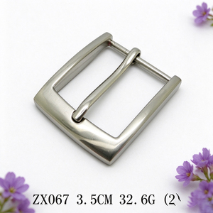High Quality Wholesale 35mm Brushed <b>Silver</b> Square Zinc Alloy Pin <b>Buckle</b> Custom Logo Leather Waist Strap Hardware OEM ODM - Product Image 3