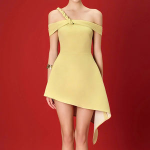 ZYHT 73540 nuove tendenze personalizzate senza spalline abito da sera treccia decorato Mini abito a linea Sexy con spalle scoperte - Product Image 1