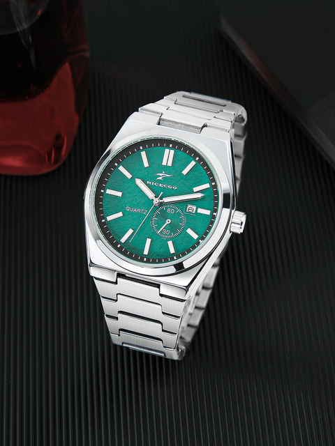 Custom Brand Men's Business Quartz Watch 20mm Stainless Steel Band Glass Dial Waterproof Date & Day Display Luminous Hands