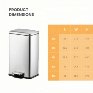 Hot Sale 30L Rectangular Pedal <strong>Bin</strong> Premium Stainless <strong>Steel</strong> Waste <strong>BIn</strong> Storage Bucket PP Inner Indoor Kitchen Bathroom Hotel - Product Image 4