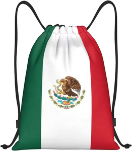 Mexico Flag Promotional Drawstring Bag for Sports or Shows with Customizable Tags Mexican