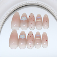 Approvisionnement direct usine Faux ongles en résine bleue, motif fleur, ligne contrastante, pois, diamant, ODM