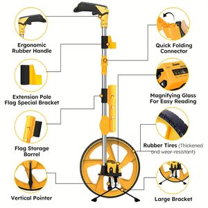 Roue de mesure de distance en pieds et pouces, 20 drapeaux de marquage, support pliable, conception en ABS + alliage d'aluminium, garantie de 2 ans - Product Image 4