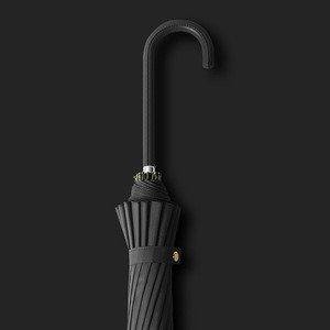 Ombrello dritto a 16 ossa con manico lungo automatico a doppio uso per pioggia e sole oversize in pelle curvata con manico in gomma nera parasole - Product Image 4