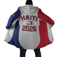 Veste d'entraînement de football Haïti 2026 POD, impression personnalisée de la carte de Haïti, veste d'hiver de sport mi-longue à fermeture éclair, doublée en polaire, à capuche