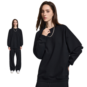Felpa con Cappuccio e Maglione Oversize Unisex, Girocollo, Misto Cotone-Poliestere, Pile Francese, Tinta Unita - Product Image 1
