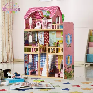 Wooden toy DIY doll house for children Fashion dream houses toys play dolls family houses for baby