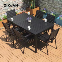 Ensemble de Table à manger moderne, Patio, jardin, cour, balcon, Table, chaise, cadre en aluminium, plastique, bois, café