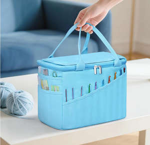 Sac de rangement en toile tricoté au crochet, idéal pour fournitures de tricot, sac fourre-tout organisateur portable pour pelotes de laine et outils - Product Image 6