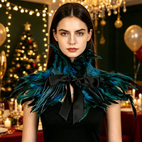 Châle gothique naturel ajustable en satin avec nœud, multicolores, en plumes, pour Halloween, carnaval, fête, spectacle sur scène