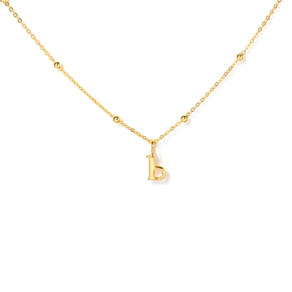 18k Gold Plated Link Chain Letter Pendant Chain Women's 925 Sterling Silver Letter Necklace Jewelry "A to Z" Initial Necklace