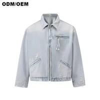 Vestes en toile denim sur mesure pour hommes, finition délavée à l'acide, poches à glissière pratiques en spandex de haute qualité pour l'hiver