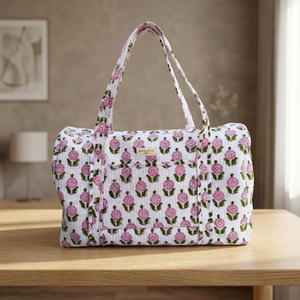 Sac de voyage en coton tendance avec impression élégante, fermeture éclair, idéal pour les essentiels de voyage, sacs de voyage grande capacité - Product Image 2