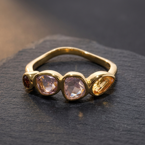 S925 Sterling <b>Silver</b> 14K Gold & Rhodium Plated Pink <b>Opal</b> Orange Trendy Chunky Statement Adjustable <b>Ring</b> Custom Jewelry OEM ODM - Product Image 3