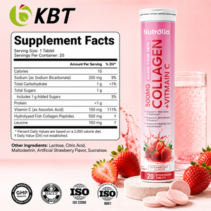Comprimés de collagène en gros OEM, comprimés effervescents de vitamine C, vitamine C et collagène pour soutenir les cheveux, la peau et les ongles, saveur fraise - Product Image 2
