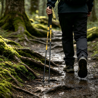 Ultra Hafif Karbon Fiber Trekking Batonu, Tungsten Çelik Uçlu, 4 Bölümlü Düz Kavrama Tasarımlı, Yürüyüş, Tırmanış ve Arazi Koşusu İçin