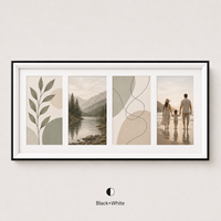 Cadre photo panoramique noir et blanc en bois, multi-ouvertures, pour affichage mural ou sur table, pour la maison, le bureau, la galerie, décoration moderne