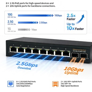 Switch PoE de 8 Puertos 2.5G con Uplink SFP+ de 10G, Concentrador de Conectividad de Red Multi-Gigabit, Estándar IEEE 802.3at, Fuente Confiable de Fábrica - Product Image 2