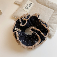 Chouchous en tissu surdimensionnés de style coréen, à dentelle florale, faits main, très élastiques, volumineux, doux, féminins, rétro, pour mariage et usage quotidien