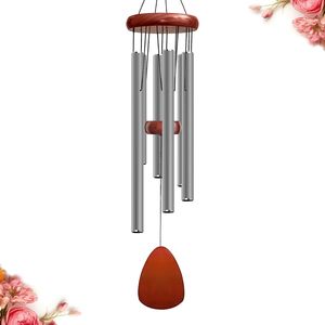 Carillon à vent en aluminium et bois gris de 28 pouces, style européen, à fixer au mur, imperméable, décoration de jardin et de cour extérieure - Product Image 3