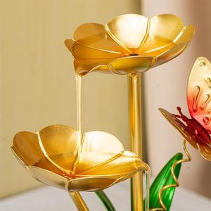 Iron Butterfly Desktop Water Feature Bronze Gold Flower Design Tabletop <b>Vase</b> Office Living Room Decor Gift - Product Image 4