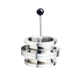 Válvula de Mariposa Sanitaria de Acero Inoxidable 304, Soldada, con Certificación ISO, Alto Vacío, Brida Soldada Interna, Ranurada, Manual, para Ácido - Product Image 2