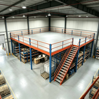 Étagère de mezzanine à 3 niveaux réglable et personnalisable HONGXIN, en acier laminé à froid, sans boulons, avec revêtement en poudre, protection contre la corrosion