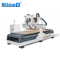 Machine de routeur automatique de sculpture faite maison gravure intelligente routeur de fraisage double broches CNC bois MINGD ATC-1328-12D 3 axes 170mm