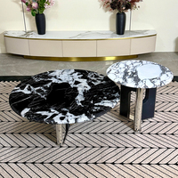 Table basse ronde en marbre naturel moderne italienne, table de salon de luxe haut de gamme pour la maison, l'hôtel, l'appartement, personnalisable
