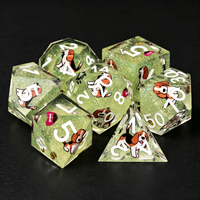 Dés polyédriques personnalisés en résine solide à motif animalier, lot de 7 pour D&D, RPG et jeux de rôle COC