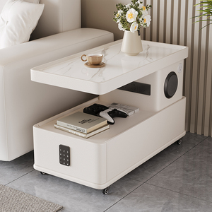 Table basse multifonctionnelle intelligente avec lumière LED, roulettes verrouillables, en bois, design moderne, pour chambre, salle à manger, meubles de maison - Product Image 2