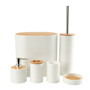 <strong>Bamboo</strong> Covered Bathroom <strong>Wash</strong> Plastic Six Piece <strong>Set</strong> - Product Image 3