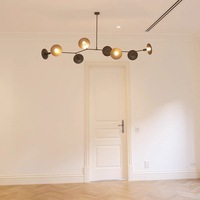 Lustre à armature Plafonnier à ramification moderne avec bras réglables et abat-jour en verre dépoli pour salle à manger ou salon