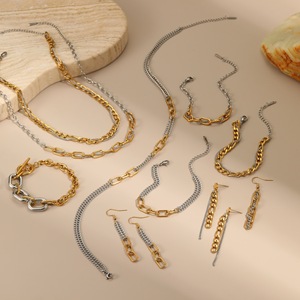 Kalung Rantai O-<span class=keywords><strong>Chain</strong></span> Baja Anti Karat Lapis Emas PVD 18K Tahan Air Dua Warna Desain Rantai Model Klip Kertas untuk Hadiah Acara Spesial - Product Image 2