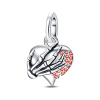 Nuevo Juego de Dijes de Plata S925 con Baño de Oro y Circonitas en Forma de Corazón para Pulseras DIY, Dijes para Niños
