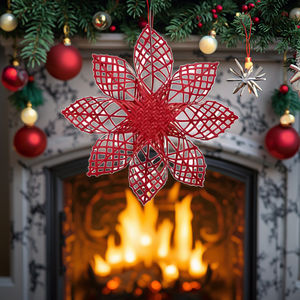 Copos de nieve y estrellas de bambú tejidos a mano para la decoración navideña, adornos colgantes DIY - Product Image 1