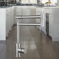 Robinet de cuisine contemporain en acier inoxydable SUS 304 à poignée unique et à trou unique, à montage sur plan, avec douchette latérale à débit contrôlé