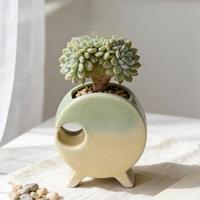 Pot de fleurs en forme de lune MSH, vert, avec glaçure effet craquelé, pour plantes succulentes, décoration intérieure