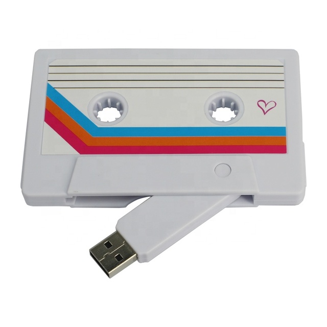 Promotional 4GB 8GB 16GB 32GB USB 2.0 Cassette Tape Style Flash Drive Plastic Material 3-Year Warranty