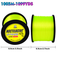 Fil de pêche en nylon monofilament jaune fluorescent 1000M, ligne de coulée durable à faible élongation, résistante pour usage en rivière, écologique MINGXIN