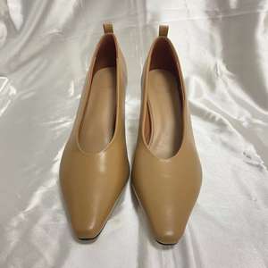 Second Layer Cow Leather Women Pumps Pig Insole 7cm <b>Chunky</b> Heel Walking Pumps Office Ladies <b>Shoes</b> Customize logo Factory - Product Image 3